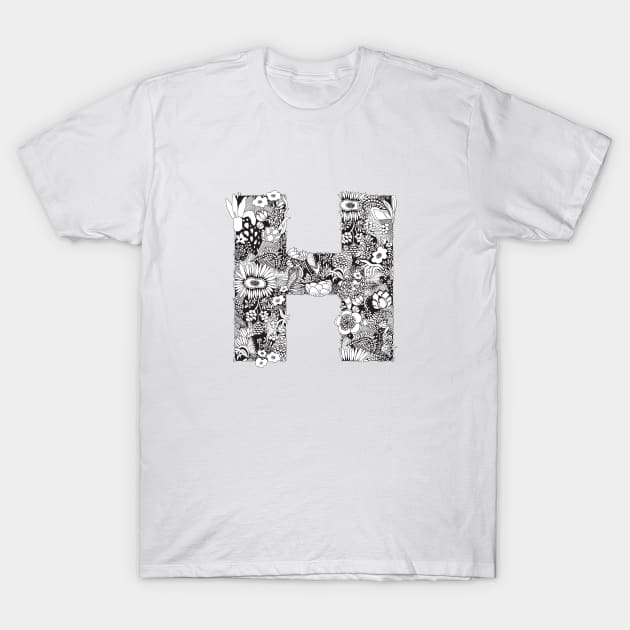 Floral Letter H T-Shirt by HayleyLaurenDesign
